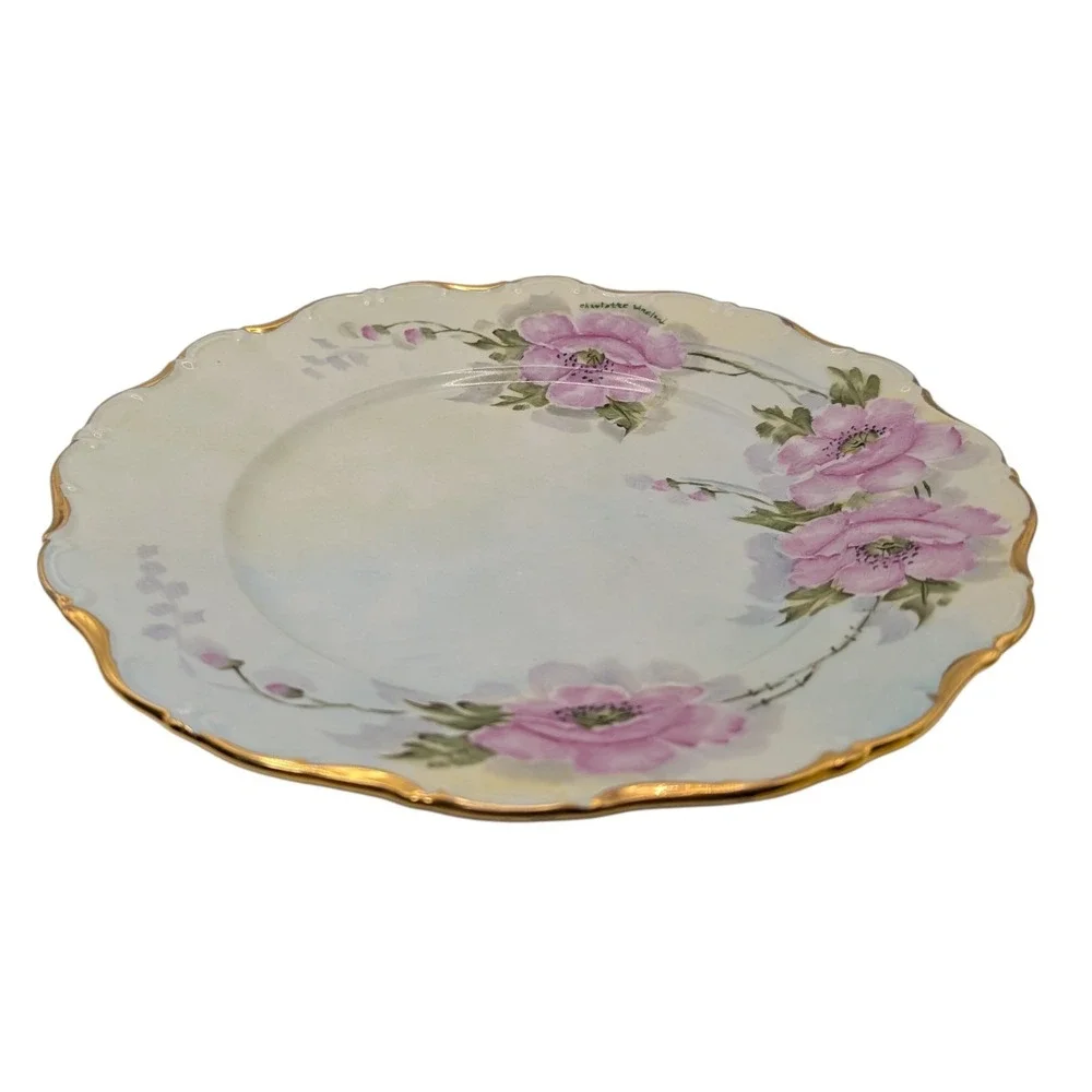 Seltmann Weiden Dinner Plate Floral Hand Painted‎ Bavaria West Germany Signed